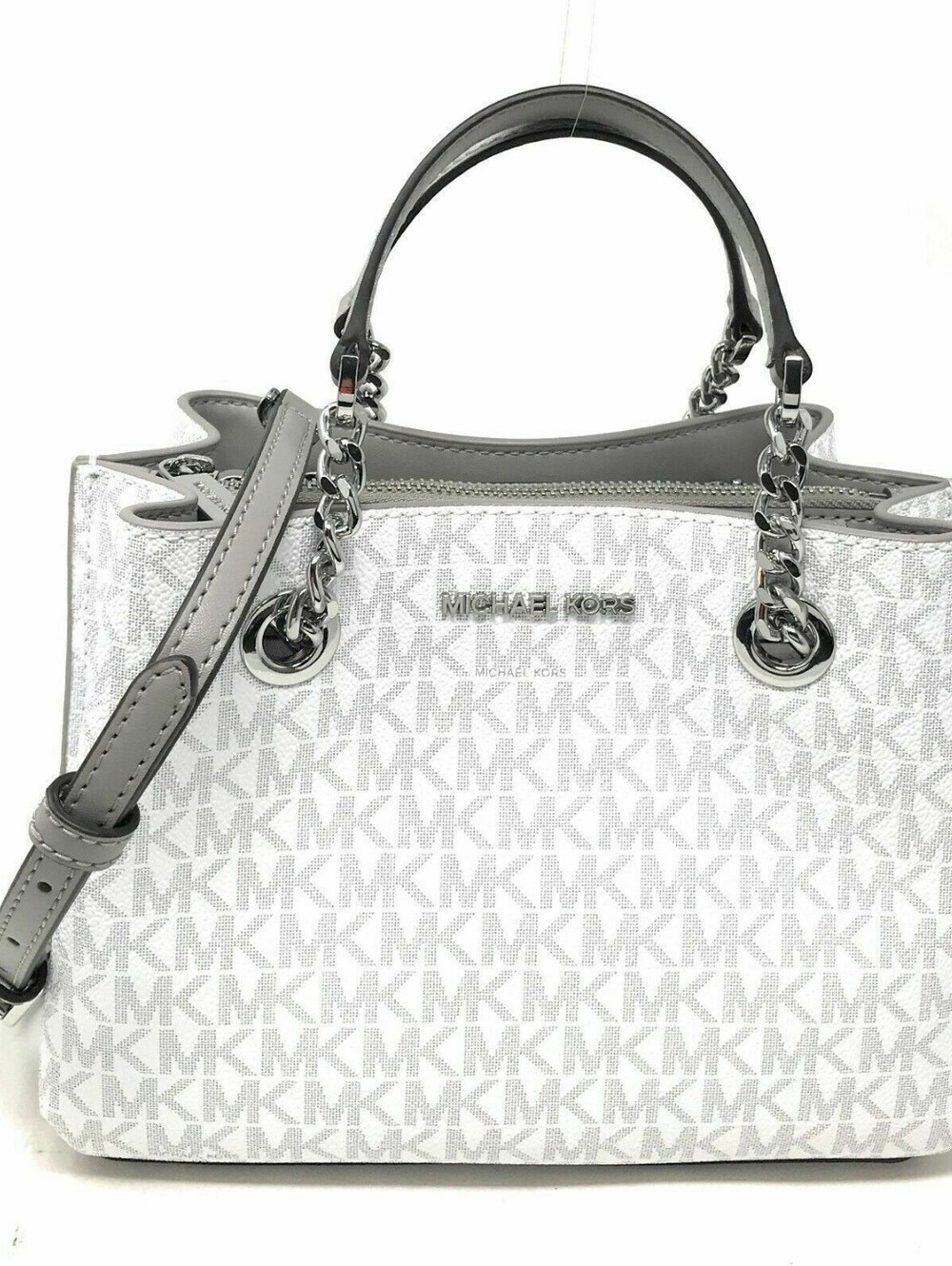 Michael Kors White & Gray Leather Mini Shoulder Bag w/ Crossbody NWOT